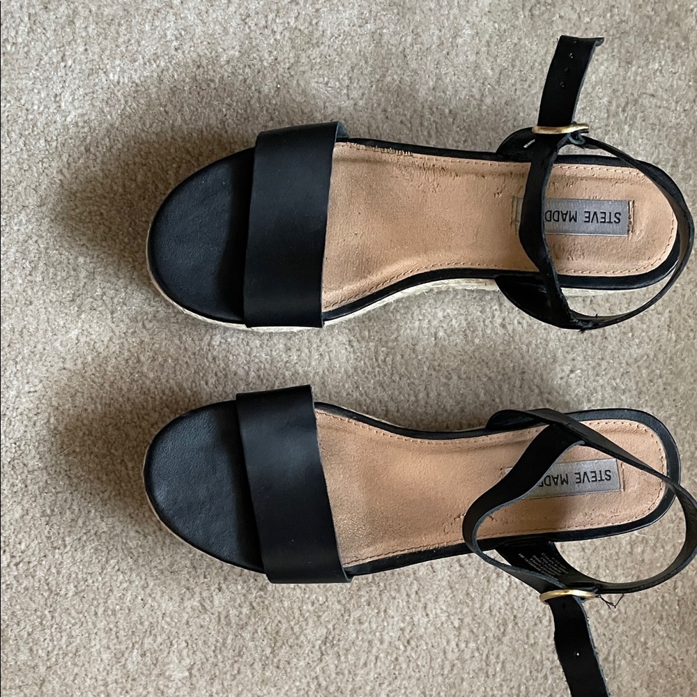 Steve Madden Black Leather Sandals